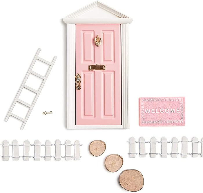 Pink Miniature Tooth Fairy Door That Open or Close with Fairy Door Accessories Miniature Fairy Ro... | Amazon (US)