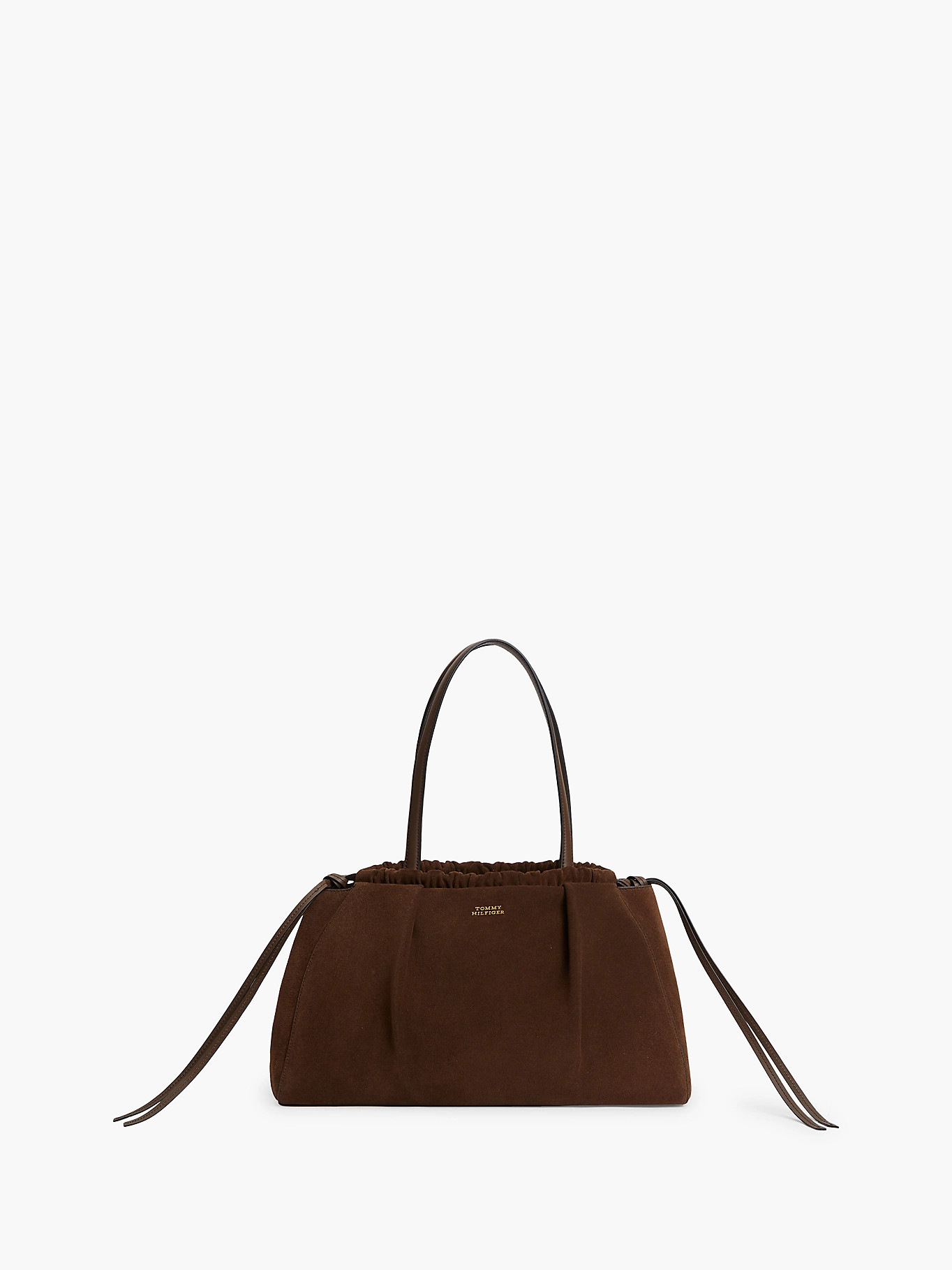 Soft Suede Contrast Piping Hobo Bag | Brown | Tommy Hilfiger | Tommy Hilfiger UK