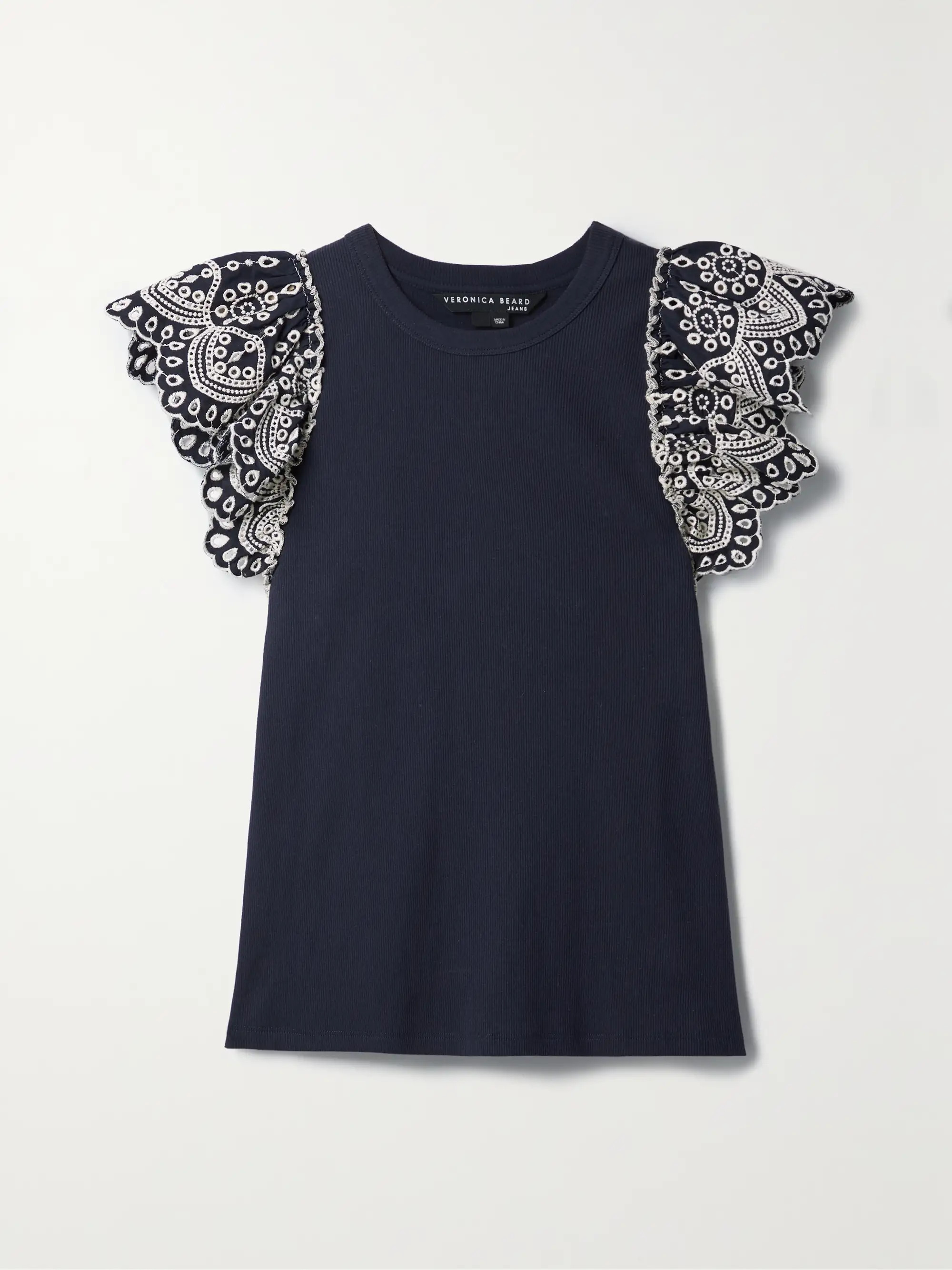 Julianka broderie anglaise poplin-trimmed ribbed cotton-jersey top | NET-A-PORTER (US)