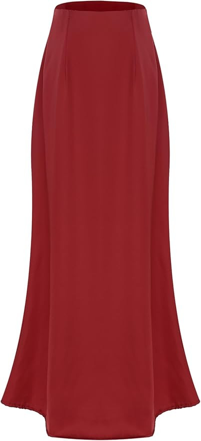YiZYiF Women's Satin High Waisted A Line Maxi Skirt Flared Solid Flowy Party Long Skirts | Amazon (US)
