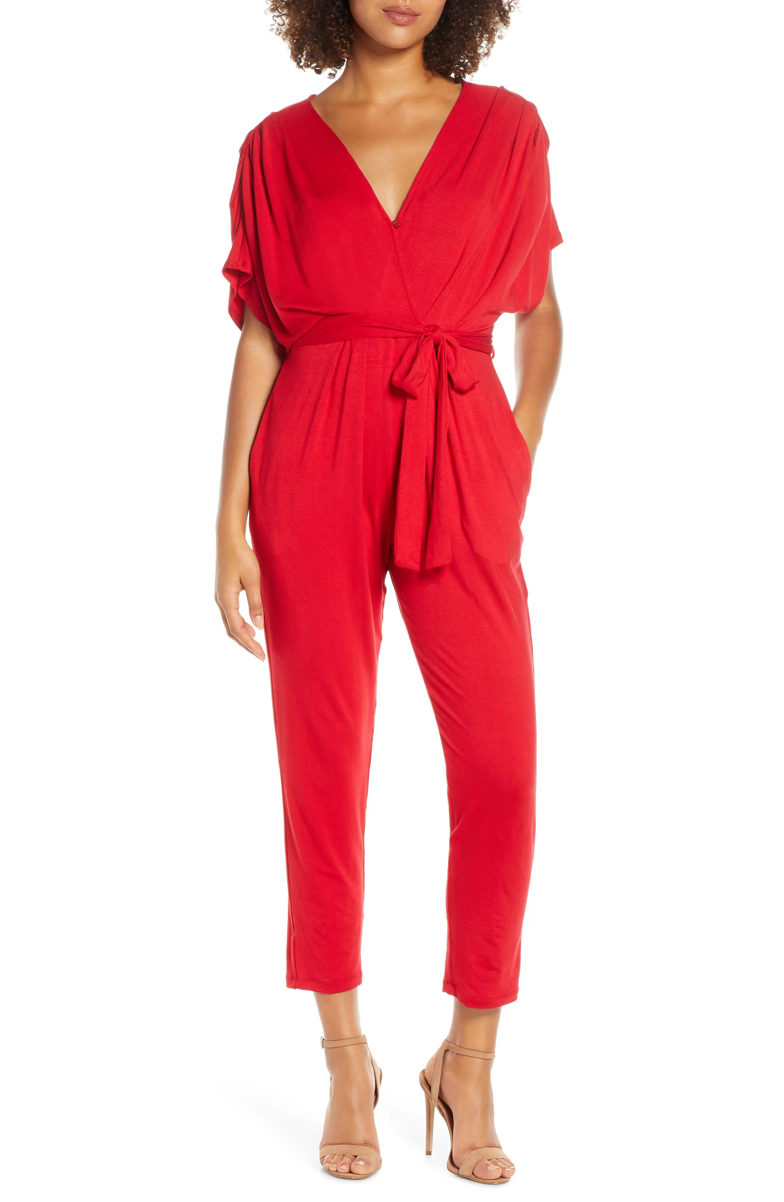 Women's Fraiche By J Open Back Jumpsuit, Size Small - Red | Nordstrom