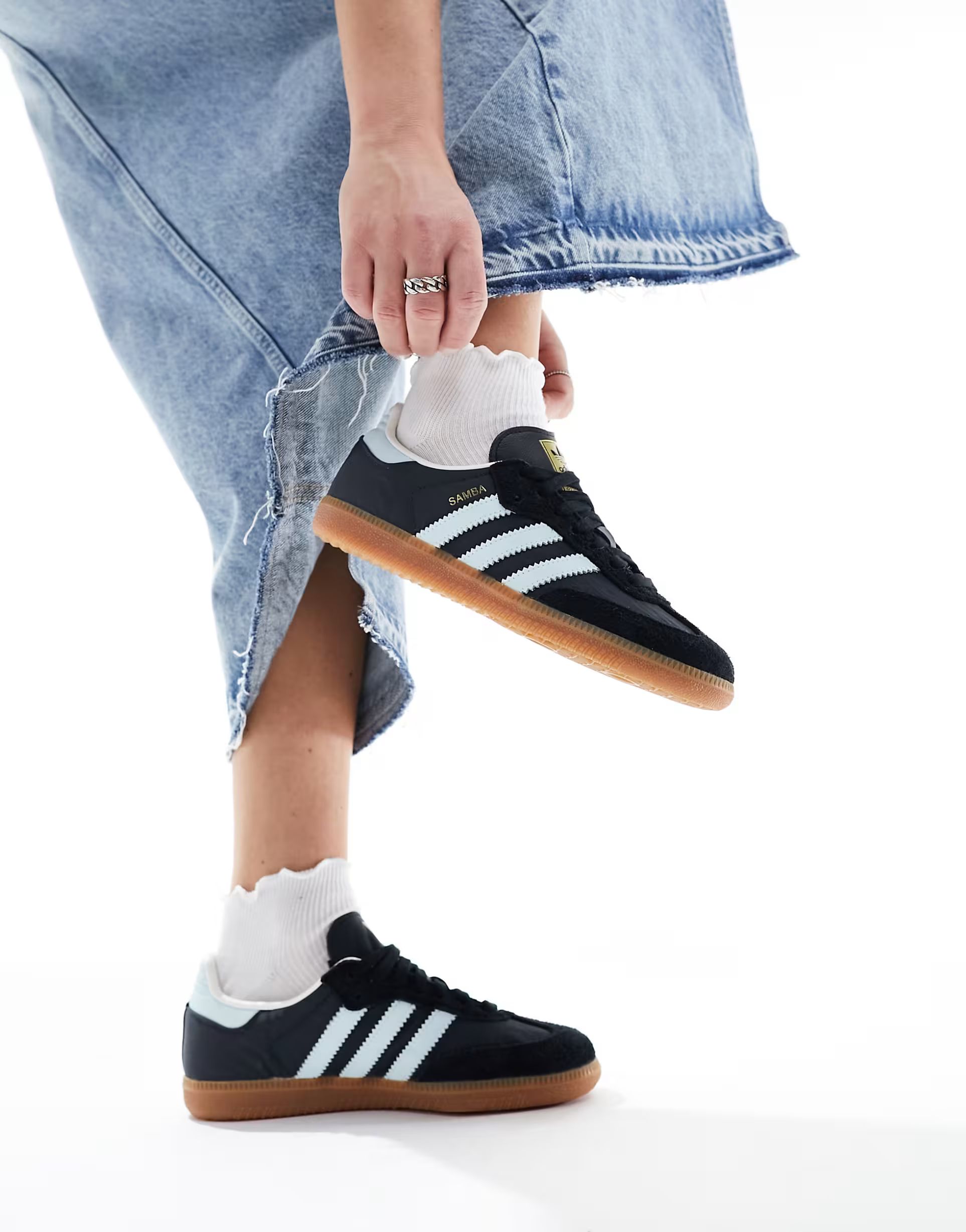 adidas Originals Samba OG sneakers in black and light blue | ASOS (Global)