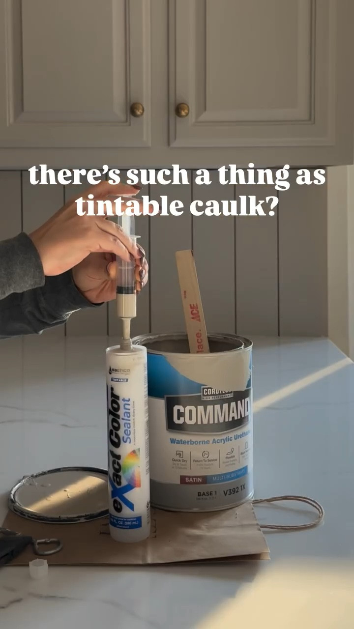 You’ve probably heard of paintable caulk — but have you heard of tintable caulk?

I’m all about working smarter, not harder, especially with a large-scale renovation like a kitchen. eXact Color takes the guesswork out by letting you color match your caulk to your paint — and it couldn’t be easier.

Here’s how it works:
• Snip the caulk tube open
• Add 20 ml of your paint (measuring tool included)
• Screw the lid on and shake for 60 seconds
• Add the provided thickener
• Shake again for 60 seconds
• Wait 30 minutes
• Caulk as usual

I’ll never buy “paintable” caulk again — once you try this, you won’t either. Total game-changer. 

#sashco #ExactColor #Caulking #Painter #DIY #womenwhodiy #homeimprovement #renovation #paint #painting #worksmarternotharder #moodyinteriors #collectedhome #vintage #diyprojects #traditionalhome #thrifting #estatefinds #affordabledecor #nashville

Moody | Cozy | Cozy Interiors | Moody Aesthetic | Secondhand | vintage | home improvement | renovation | traditional | interior design | design inspo | home decor | antiques | thrifted finds | collected home | thrifting | affordable decor | DIY | facebook marketplace  | FBMP | estate sales | sustainable | upcycle | Nashville