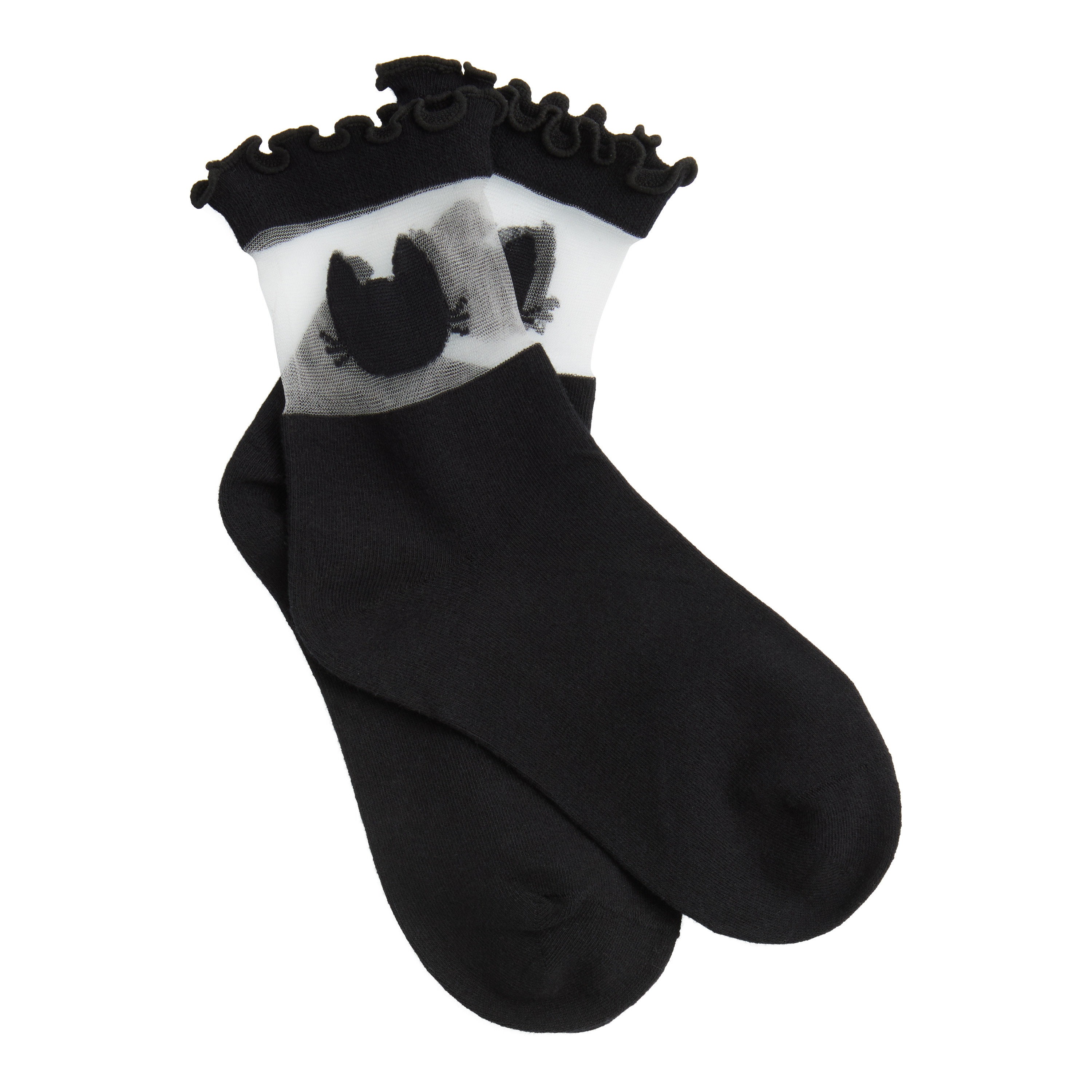Black Cats Ruffle Sheer Socks | World Market