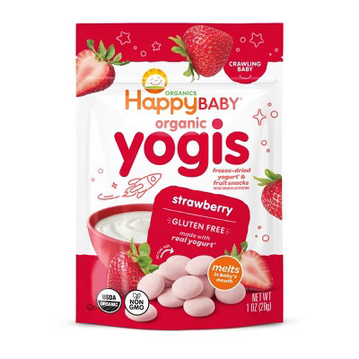 HappyBaby Organic Yogis Strawberry Freeze-Dried Yogurt & Fruit Baby Snacks - 1oz | Target