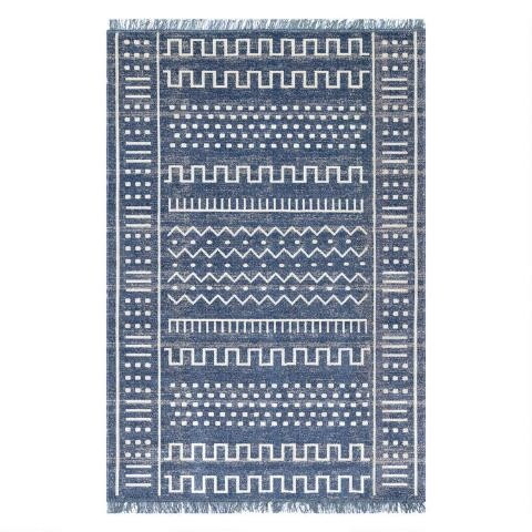 Navy Blue And White Geo Luxor Indoor Outdoor Rug | World Market