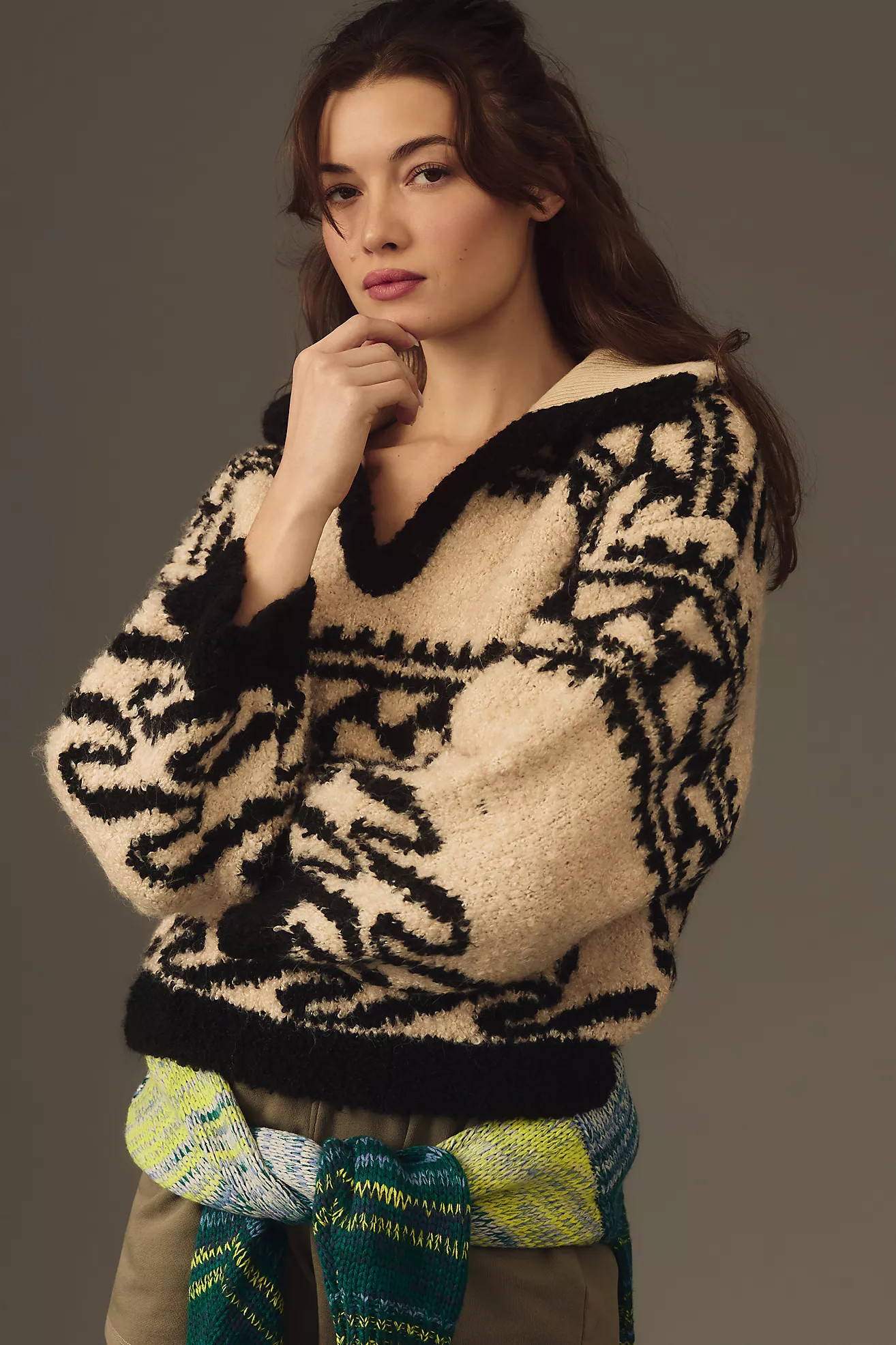 Pilcro Collared V-Neck Pullover Sweater | Anthropologie (US)