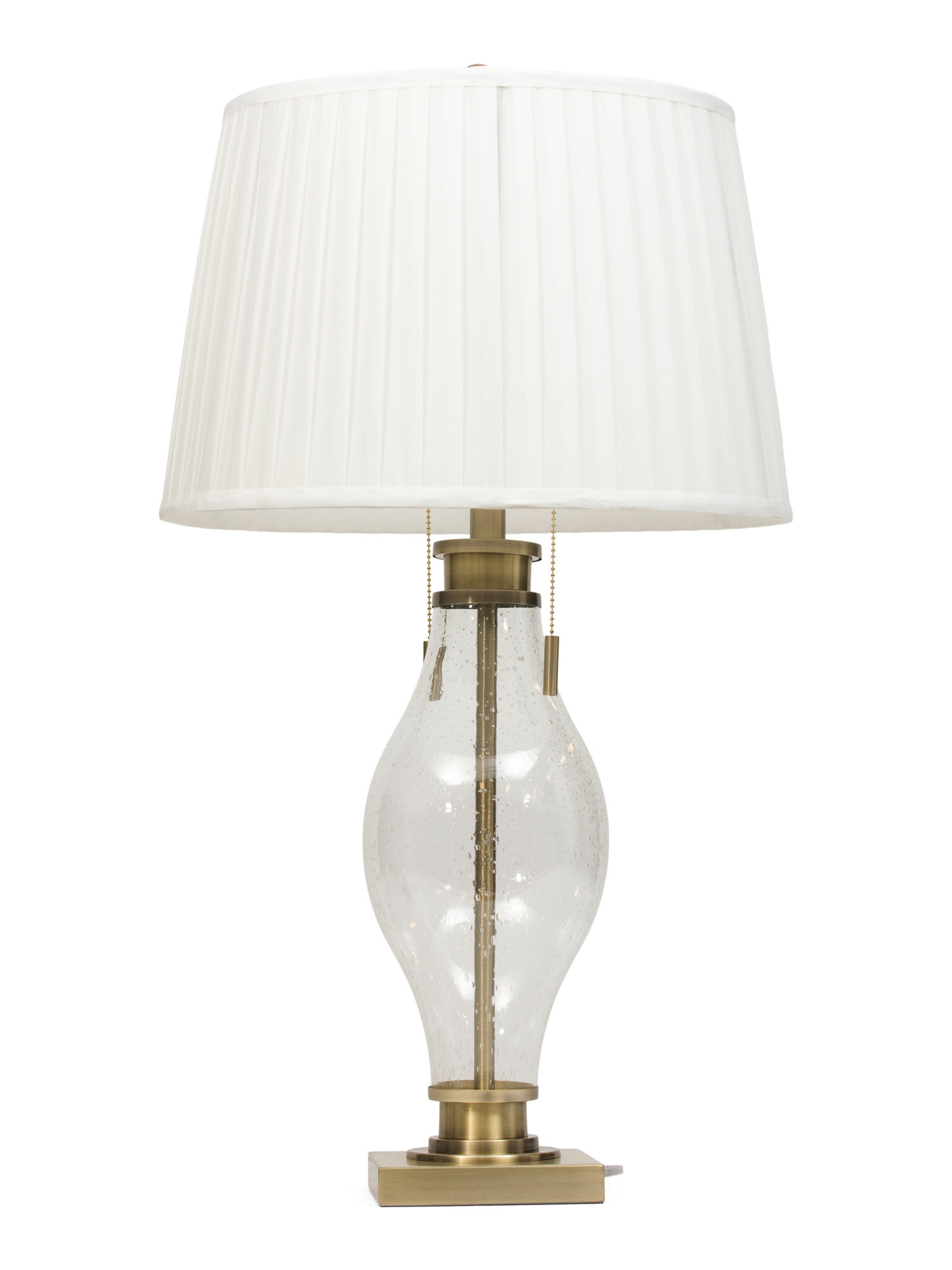32in Glass Table Lamp With Pleated Shade | TJ Maxx