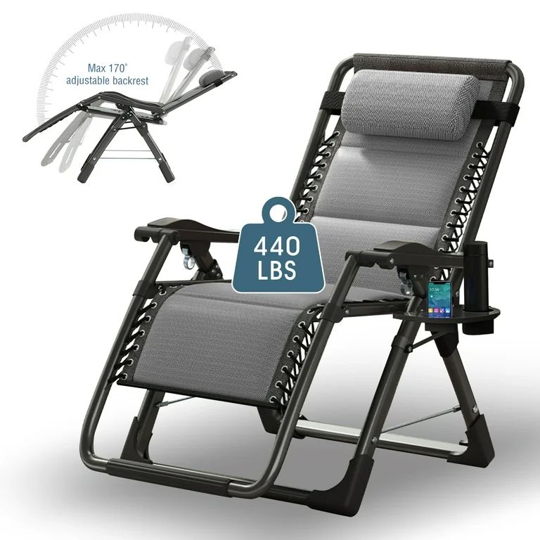 Slsy Ice Silk Zero Gravity Chair, Folding Adjustable Reclining Lounge Chair with Headrest and Sid... | Walmart (US)