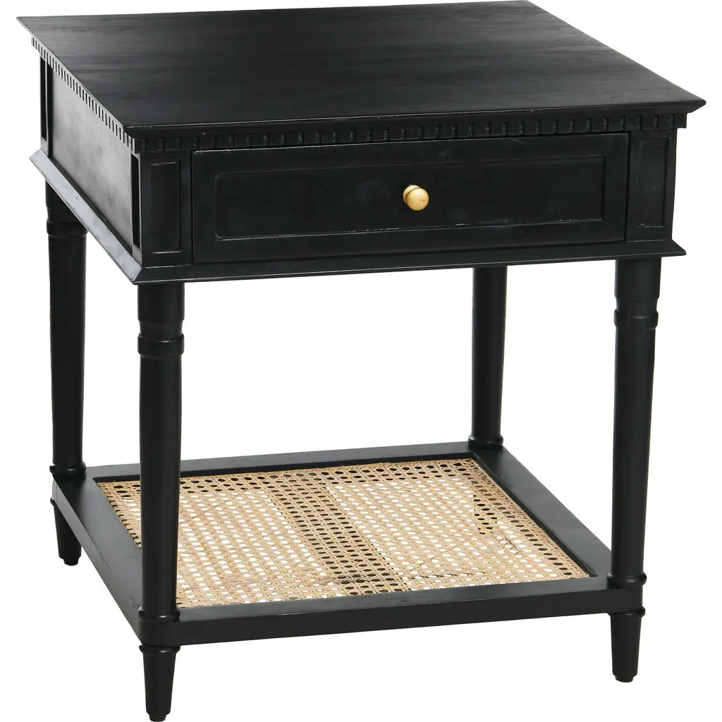Storied Home End Table with Drawer and Storage Shelf in Black at Nordstrom | Nordstrom