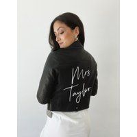 Custom Black Leather Bride Jacket, Mrs Personalized Jacket For Brides | Etsy (US)