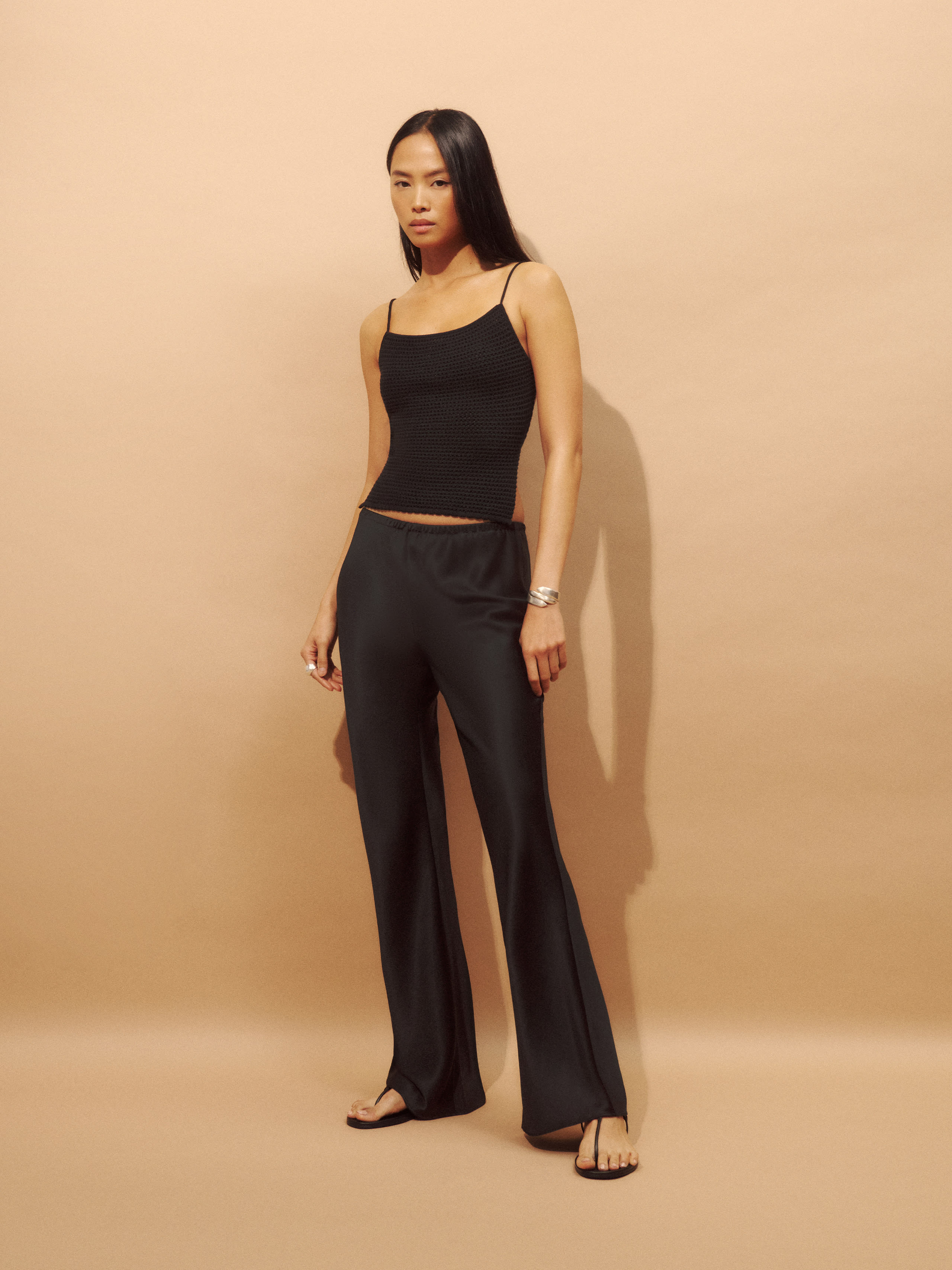 Gale Satin Mid Rise Bias Pant | Reformation (Global)