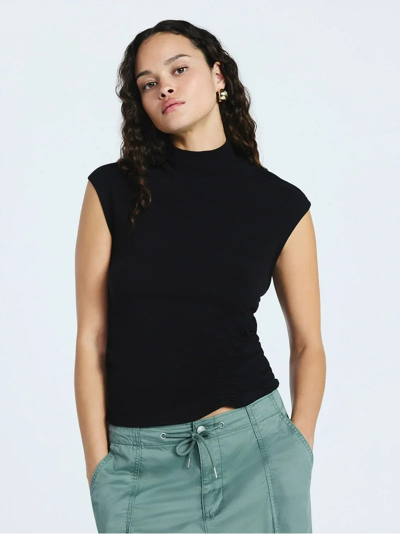 Scoop Women’s Ruched Mock Neck Top, Sizes XS-XXL | Walmart (US)