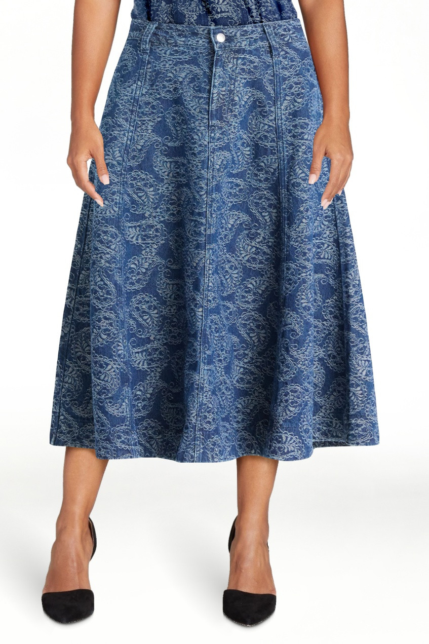 Free Assembly Women's and Women's Plus Cotton Jacquard Panel Midi Skirt, Sizes 0-26W | Walmart (US)