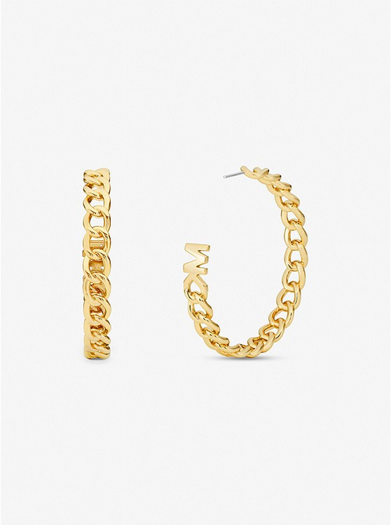 14k Gold-Plated Brass Curb Link Hoop Earrings | Michael Kors US