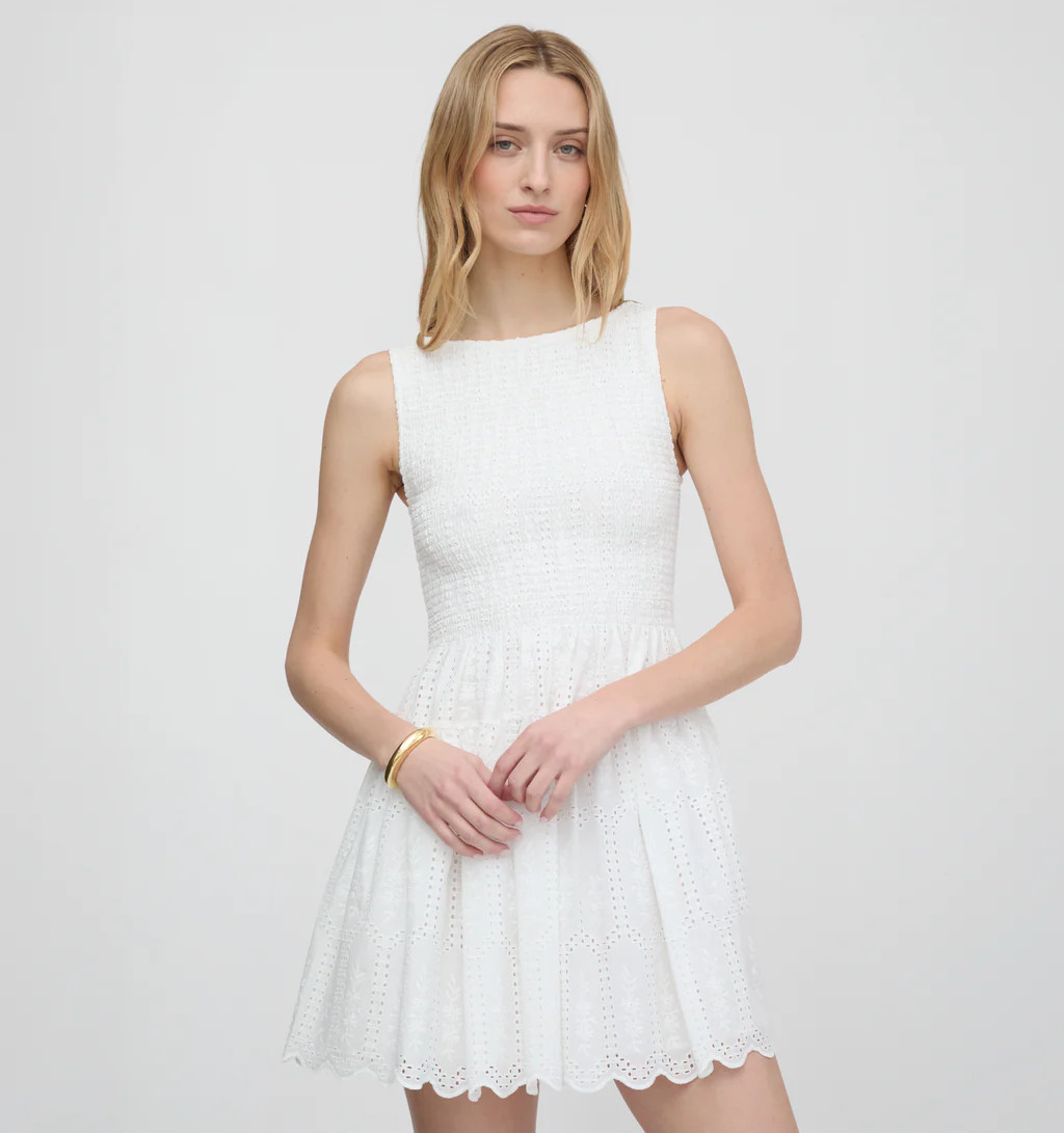 The Cosima Mini Nap Dress - White Trellis Broderie | Hill House Home US