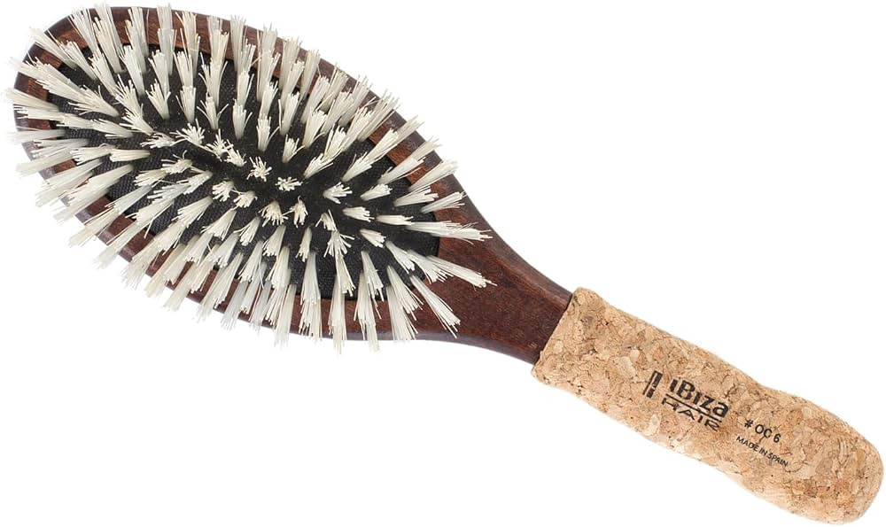 Ibiza Hair Oval Boar Flat Brush (OC Series) | Reinforced Boar & Nylon Bristles with Cork Handle |... | Amazon (US)