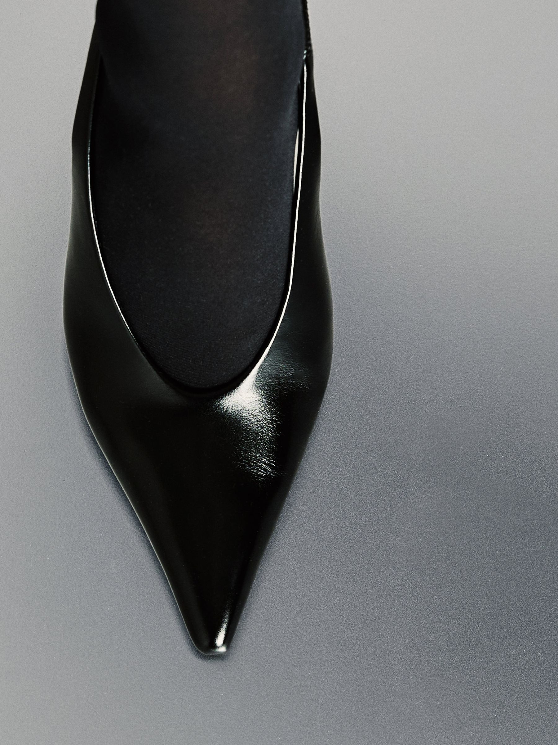 Reiss Leather Slingback High-Heel Court Shoes in Black - REISS | Reiss UK