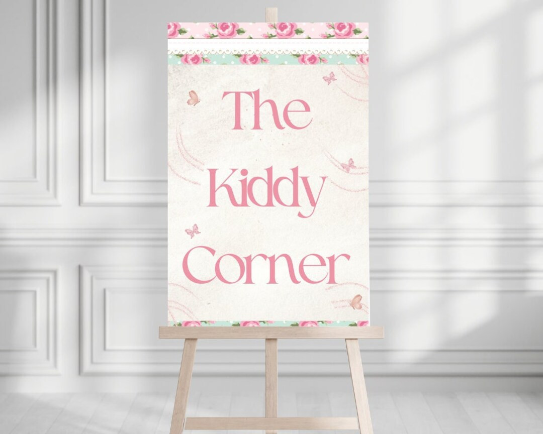 Kiddy Corner Sign Pink Floral Party Love Shack Fancy Girl Party Theme 1st Birthday Bridal Baby Sh... | Etsy (US)