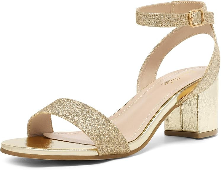 DREAM PAIRS Women's Open Toe Ankle Strap Low Block Chunky Heels Sandals Party Dress Pumps Shoes | Amazon (US)