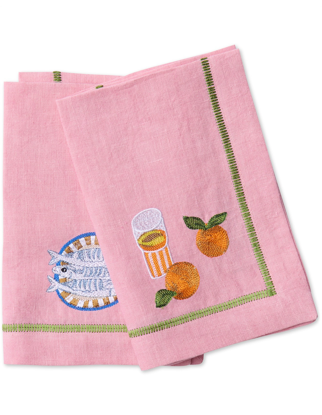 Supper Club Embroidered Linen 4P Napkin Set One Size | David Jones (Australia & New Zealand)