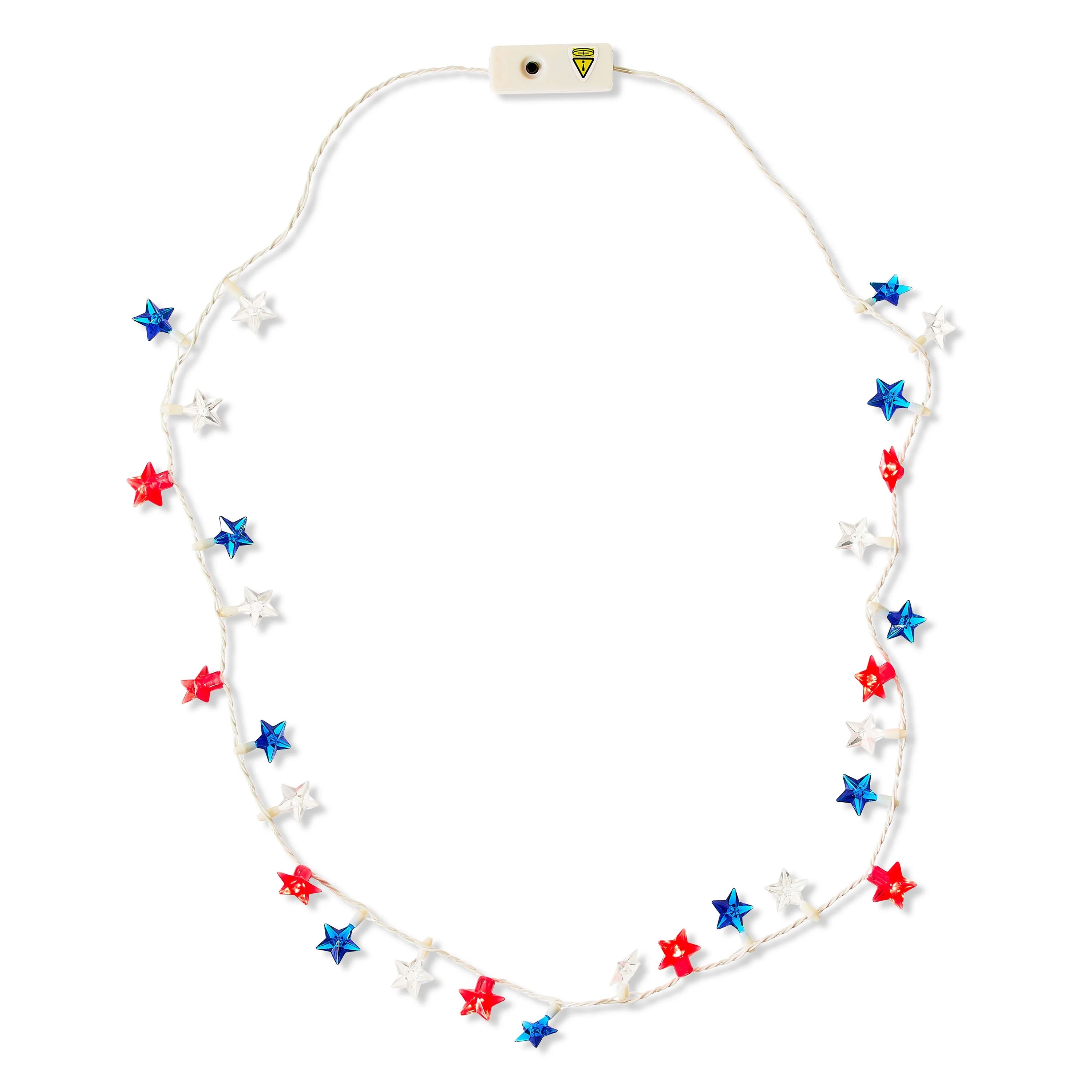 Way to Celebrate Patriotic Red, White & Blue Star Light-up Necklace | Walmart (US)