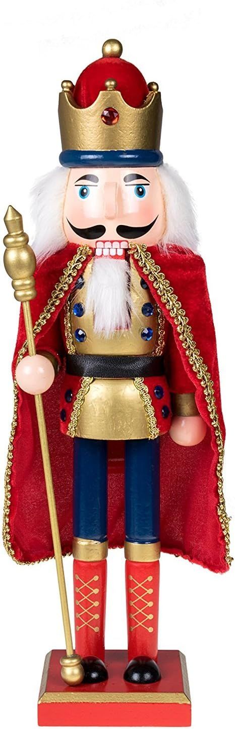 Clever Creations Traditional King Nutcracker Gold and Red Uniform | Jeweled Crown | Holding Gold ... | Amazon (US)