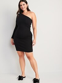 Fitted One-Shoulder Rib-Knit Mini Dress for Women | Old Navy (US)