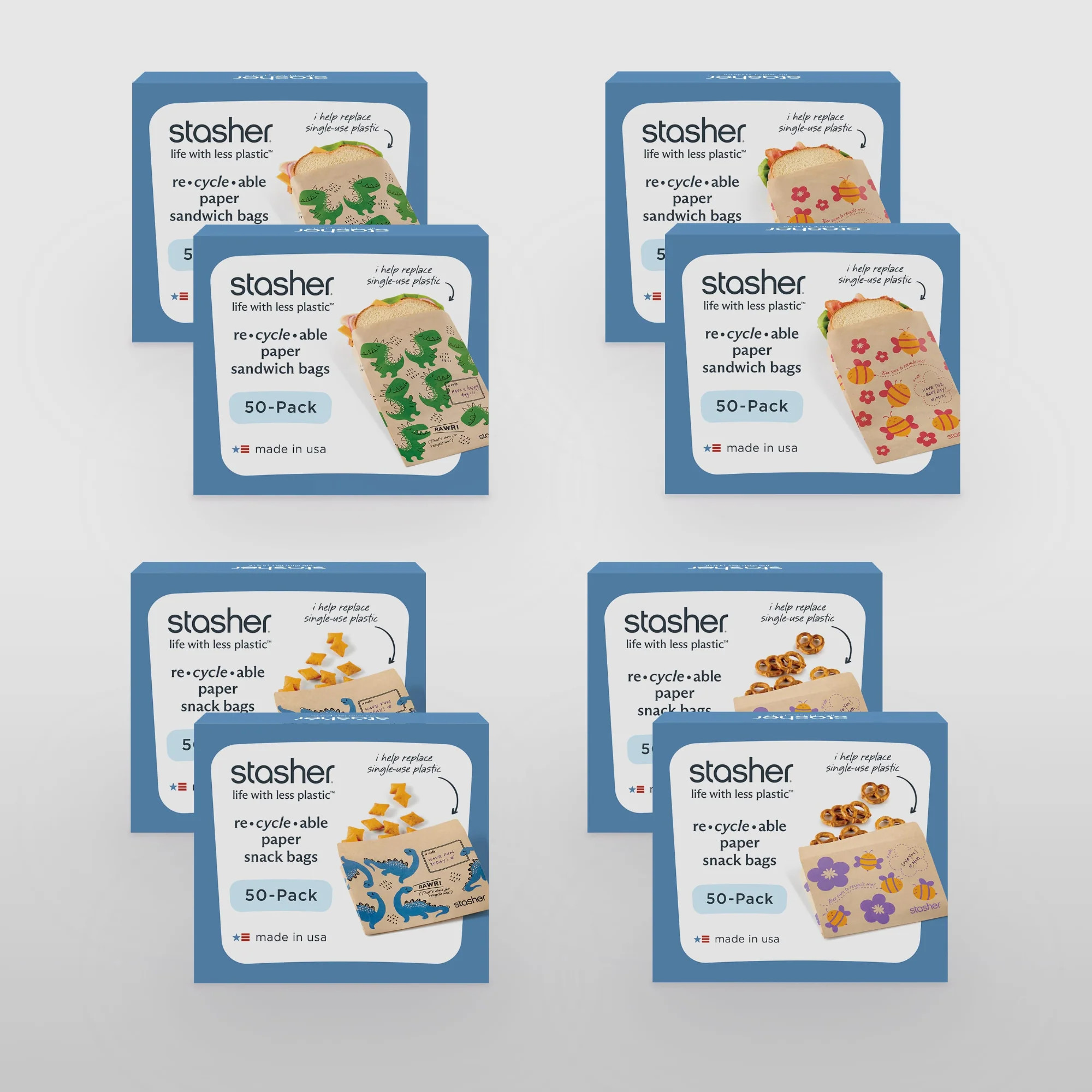 Sandwich and Snack Paper Bags 8-Pack | Stasher | Stasher Bag