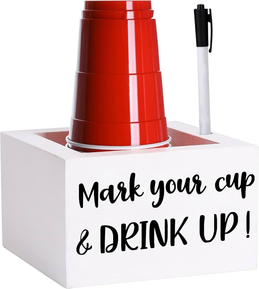 Single Cup Holder with Marker Slot Party Cup Dispenser Mark Your Cup and Drink Up Drink Dispenser... | Amazon (US)