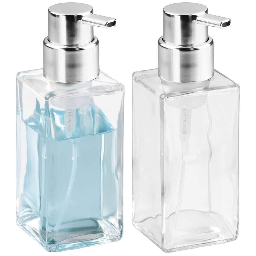mDesign Glass Refillable Foaming Hand Soap Dispenser Modern Square Pump Bottle for Bathroom Vanit... | Amazon (US)