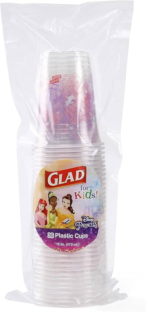 Glad for Kids Disney Princess 16oz Clear Plastic Cups | Disney Princess Plastic Cups, Kids Snack ... | Amazon (US)