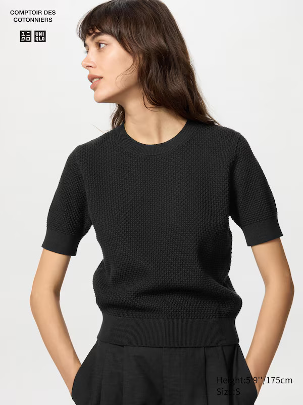 Cotton Popcorn Jumper (Short Sleeve) | UNIQLO (UK)