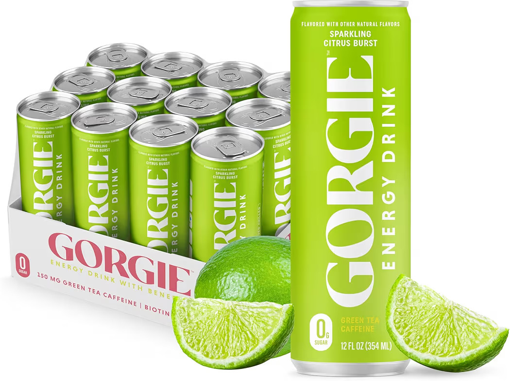 GORGIE Sugar Free Natural Energy Drinks, Sparkling Citrus Burst (12 Pack) - Healthy Energy Drinks... | Amazon (US)