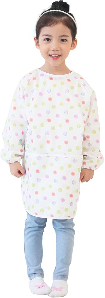 Plie Kids Waterproof Art Smock \u2013 Long Sleeve Apron for Painting, Baking, Sensory Play (Ages ... | Amazon (US)