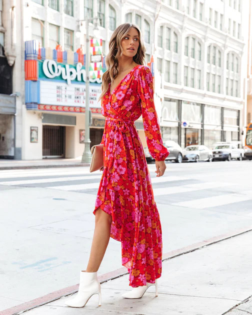 Dorris Floral Ruffle Maxi Dress | VICI