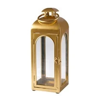 Better Homes & Gardens Gold Metal Lantern Candle Holder with Clear Glass Panels | Walmart (US)