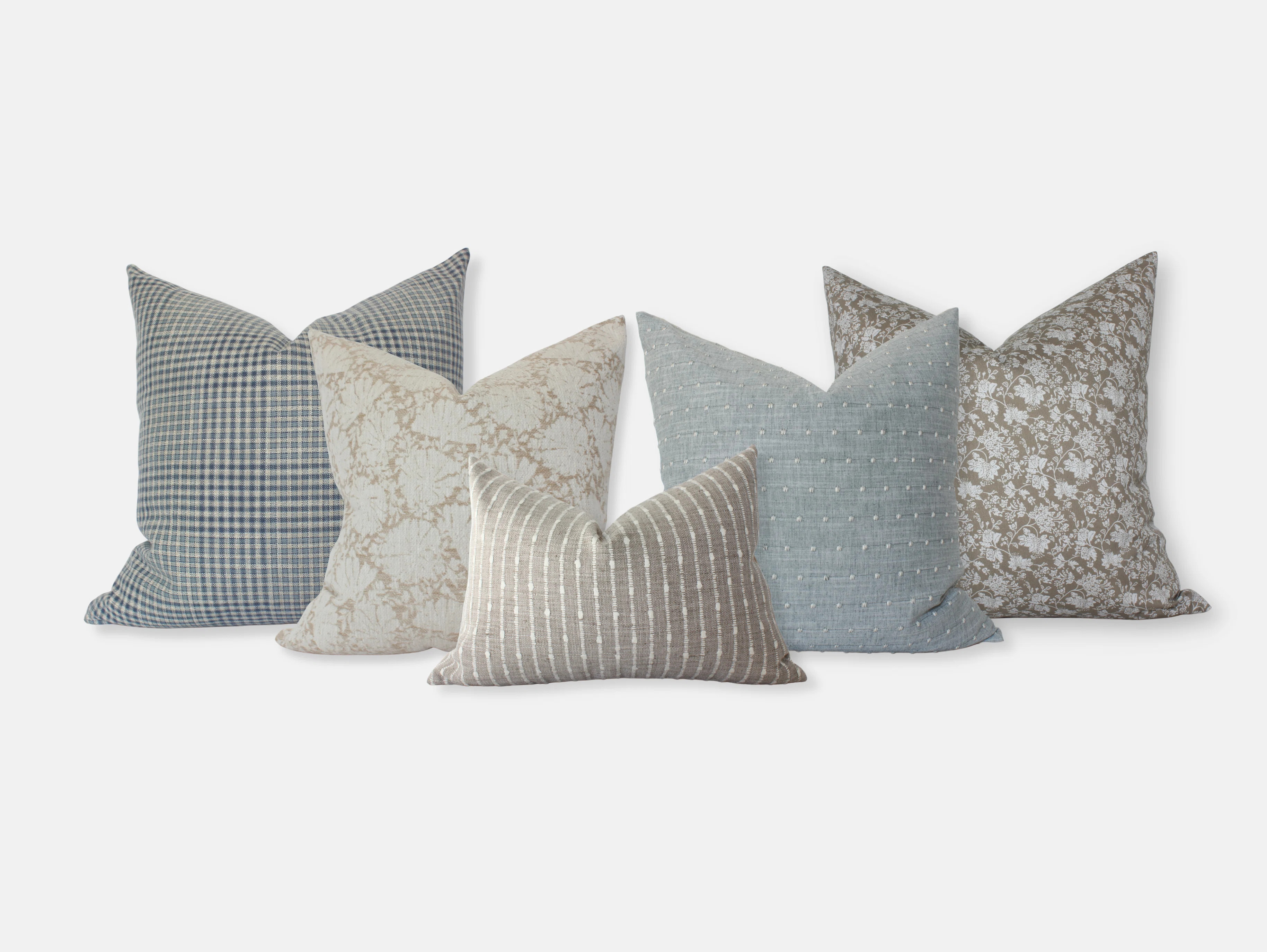 Textileish Throw Pillow Covers Set in Blue, Pillow Combination Set Cream Blue | Wayfair | Wayfair North America