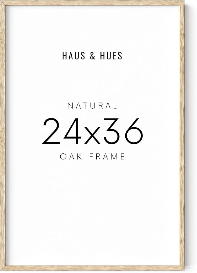 HAUS AND HUES 24"x36" Beige Oak Wood Frame - 24x36 Natural Wood Frame for Poster, 24x36 Poster Fr... | Amazon (US)