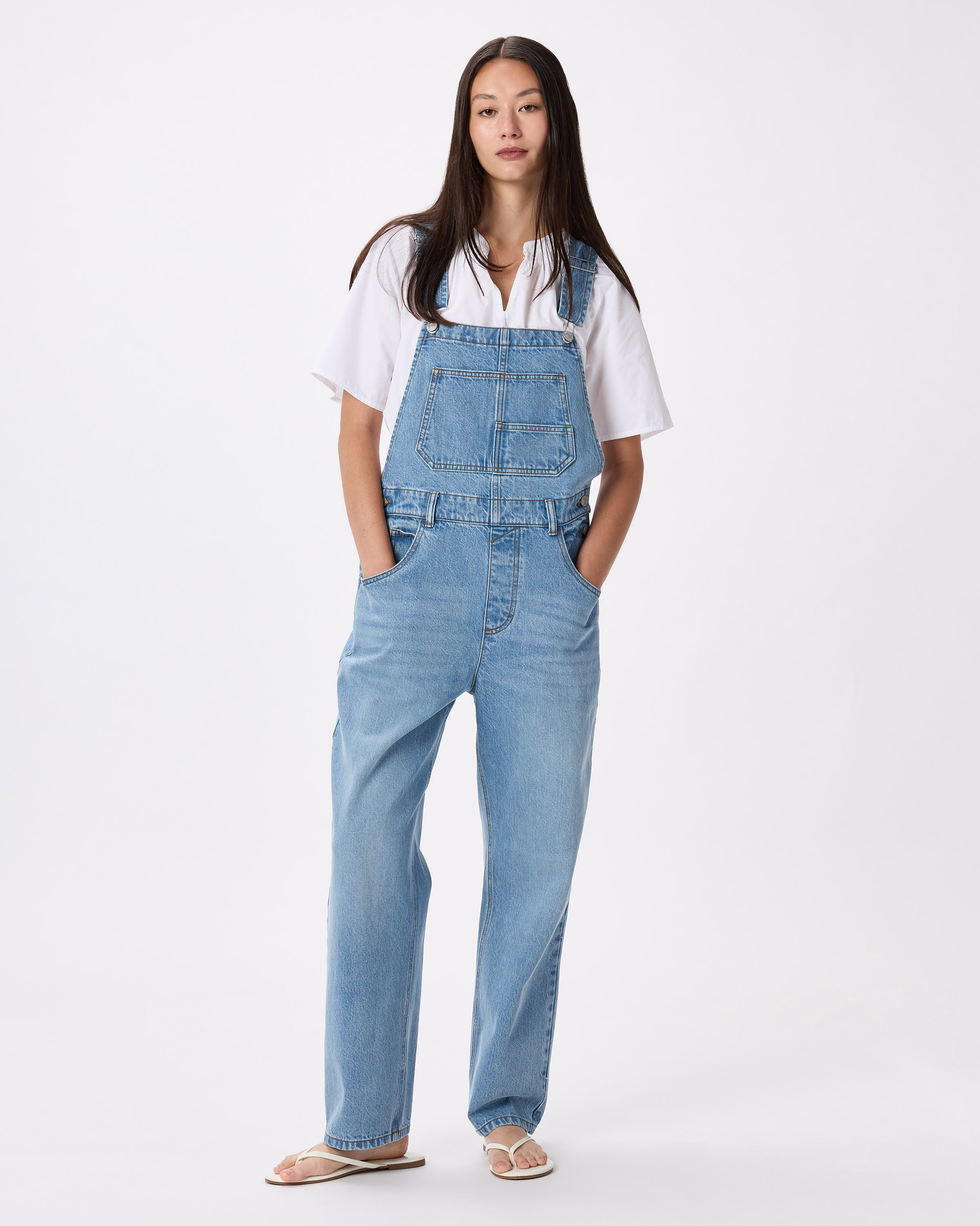 Quince | Women's 100% Organic Denim Overalls in Icey Blue, Size XL, Organic Cotton | Quince