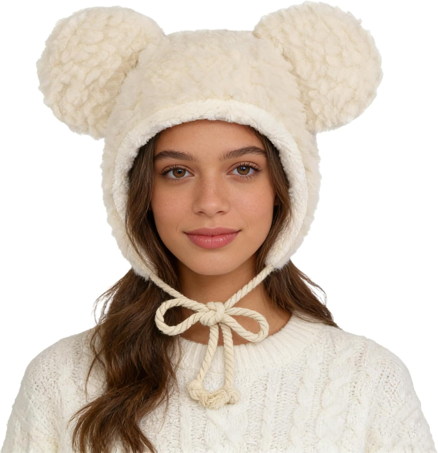 Fuzzy Bear Beanie Hat Faux Fur Trapper Cap Windproof Thermal Ushanka Plush Trooper Hat Winter Warm Sherpa Peruvian Cap Women | Amazon (US)