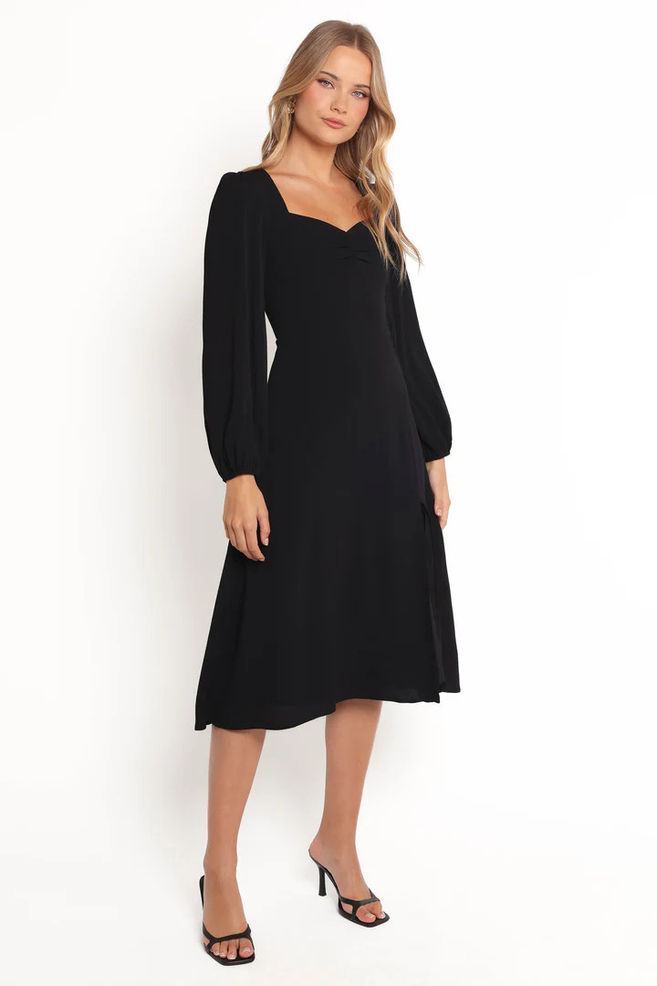 Franklin Long Sleeve Midi Dress - Black | Petal & Pup (US)