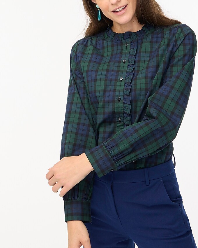 Petite ruffle-placket button-up top | J.Crew Factory