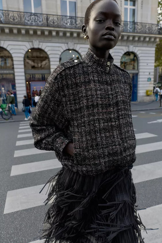 METALLIC THREAD TEXTURED BOMBER JACKET | Zara US