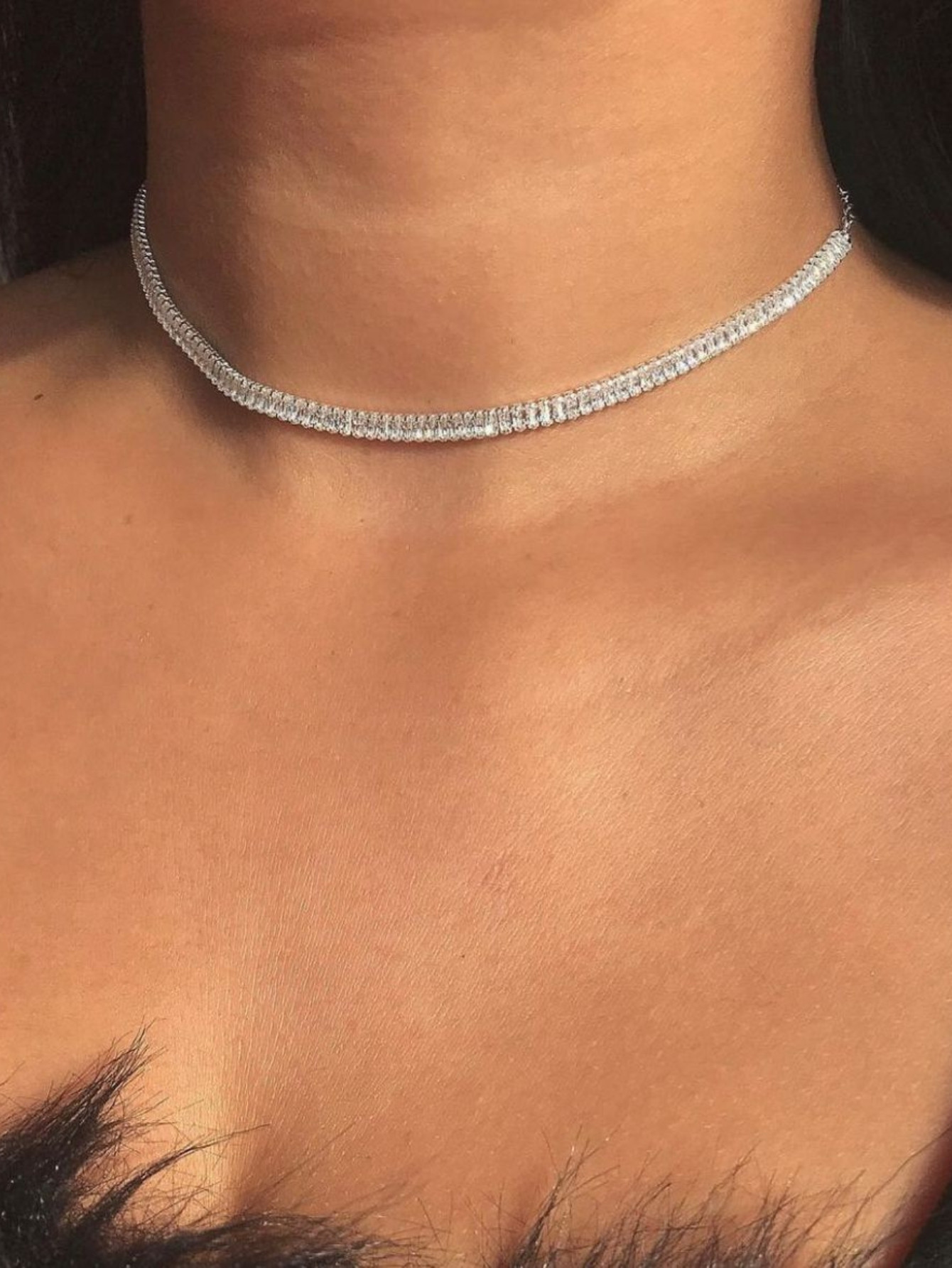 Choker Gargantilha Baguete Cristal Prateado | SHEIN