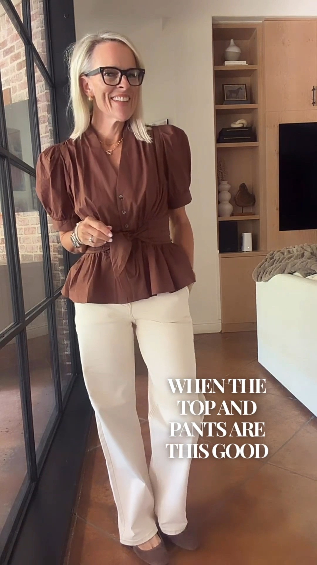 New finds from Avara, and I’m loving this combination. 🤎 This brown top has the prettiest puff sleeves and waist tie, and paired with ivory pants, it creates an easy fall outfit that feels polished without being too dressed up.

Both the top and pants are from Avara, and I’ve linked everything for you.

#LTKdayinmylife #LTKootd #LTKOver40