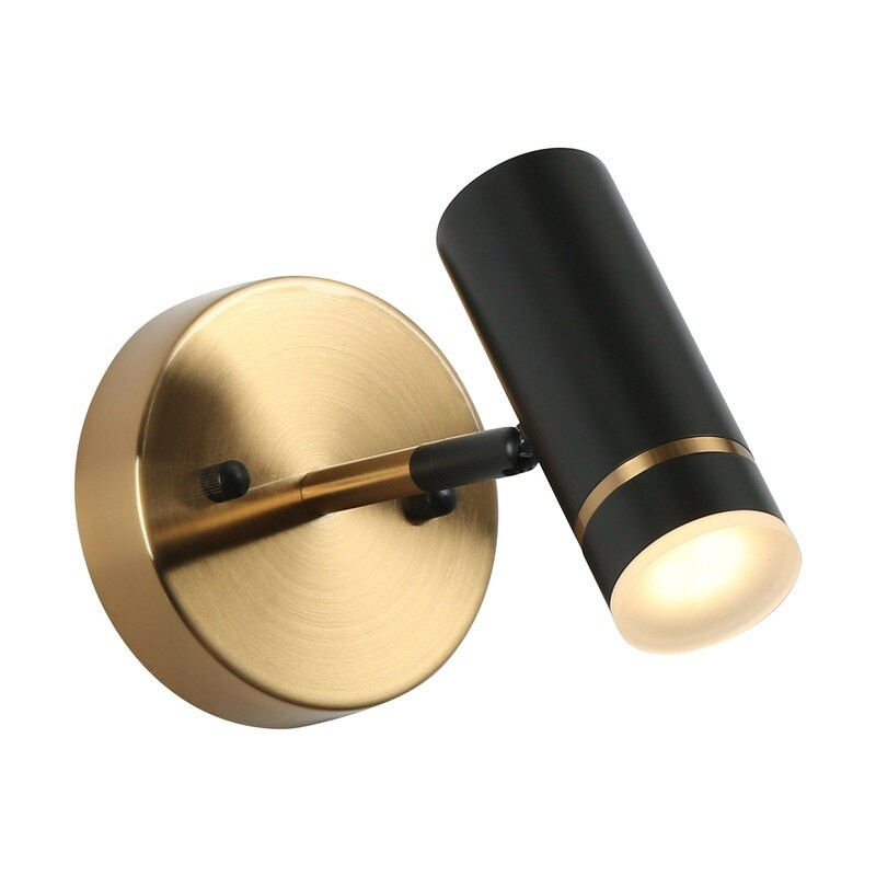 Modern 1-Light LED Black Gold Wall Sconce Metal Bathroom Vanity Lights - L 4.7"x W 8.5"x H 6 | Bed Bath & Beyond