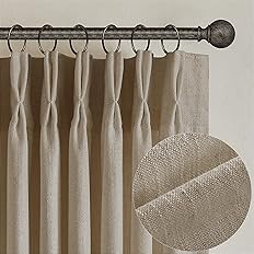 Textured Linen Burlap Curtains 84 Inches Long 2 Panels Neutral Country Tan Greige Flax Ceiling Fl... | Amazon (US)