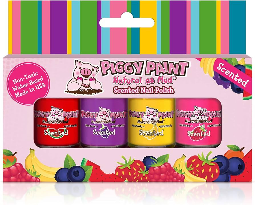 PIGGY PAINT Scented 100% Non-toxic Girls Nail Polish - Safe, Chemical Free Low Odor for Kids, 4 P... | Amazon (US)
