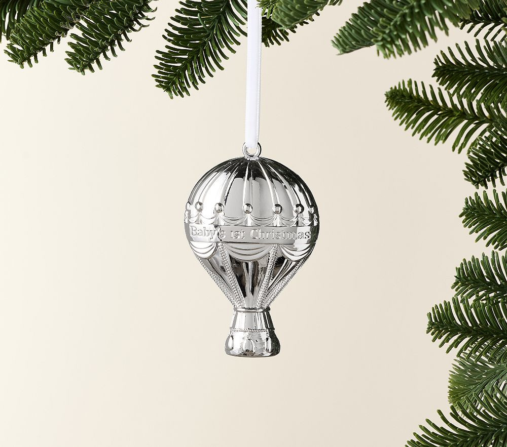 Baby's First Christmas Hot Air Balloon Silver Keepsake Ornament | Pottery Barn Kids